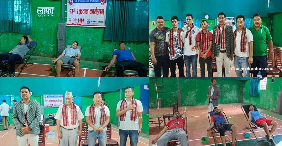 लाफा समुहको १३ औं रक्तदान : खेलाडी सम्मान तथा आर्थिक सहयोग हस्तान्तरण