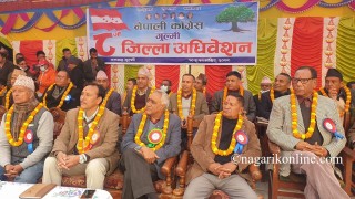 कांग्रेस गुल्मीको जिल्ला अधिवेशन तम्घासमा सुरू,डा. चन्द्र भण्डारीले गरे उद्घाटन