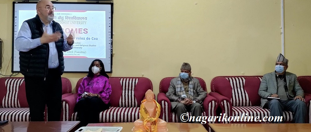 बौद्ध विश्वविद्यालयमा अमेरिकी प्राध्यापक अब्राह्मलाई स्वागत,२ महिना कक्षा लिने