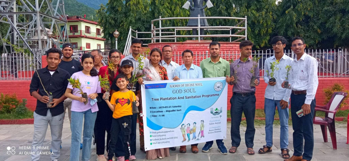 ग्याङ्स् अफ डिभाईन सोउलद्वारा जितगढी किल्लामा बृक्षराेपण तथा सरसफाइ