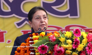 महिला नेतृहरूबिचको अन्तर्संवादमा सहभागी हुनपूर्व राष्ट्रपति भण्डारी भैरहवामा