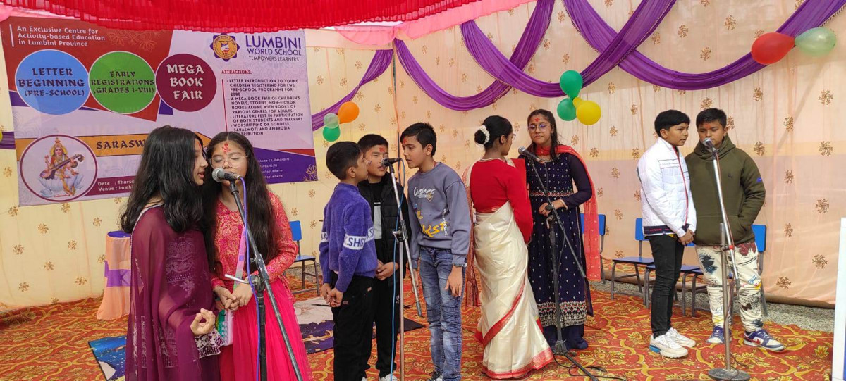 लुम्बिनी वल्ड स्कुलमा वृहत पुस्तक मेला तथा अक्षरारम्भ
