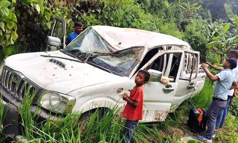 पाल्पाको तानसेन–१२ गाईघाटमा स्कार्पियो दुर्घटना,६ जना घाइते