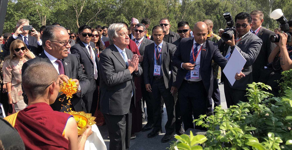 संयुक्त राष्ट्रसंघका महासचिव एन्टोनियो गुटेरेस लुम्बिनीमा