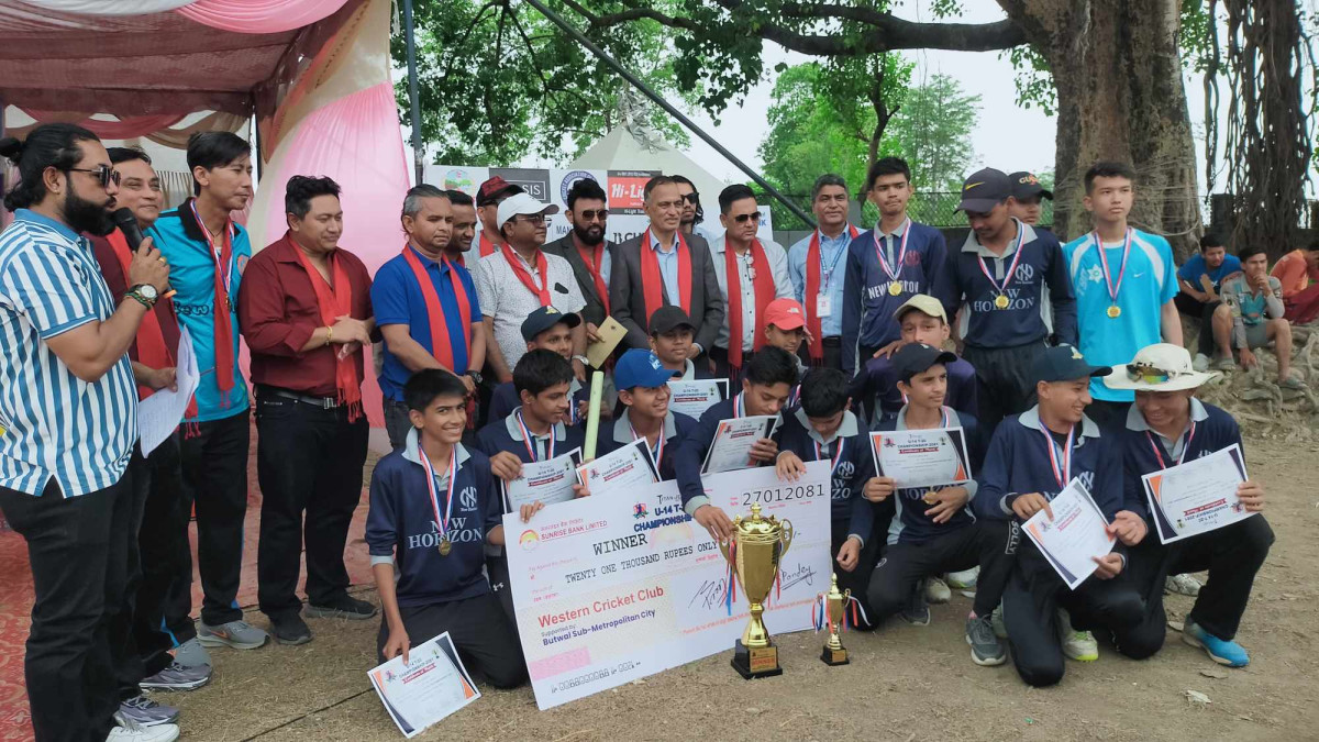 यु-१४ टिट्वान्टी क्रिकेट च्याम्पियनसिपको उपाधी न्यु होराइजनलाइ
