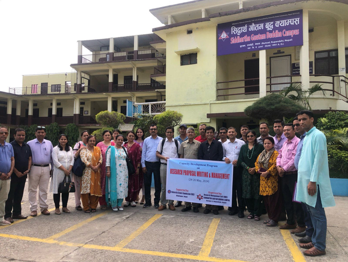 सिद्धार्थ गौतम बुद्ध क्याम्पसमा ‘अनुसन्धान प्रस्ताव लेखन र व्यवस्थापन’ कार्यशाला सम्पन्न