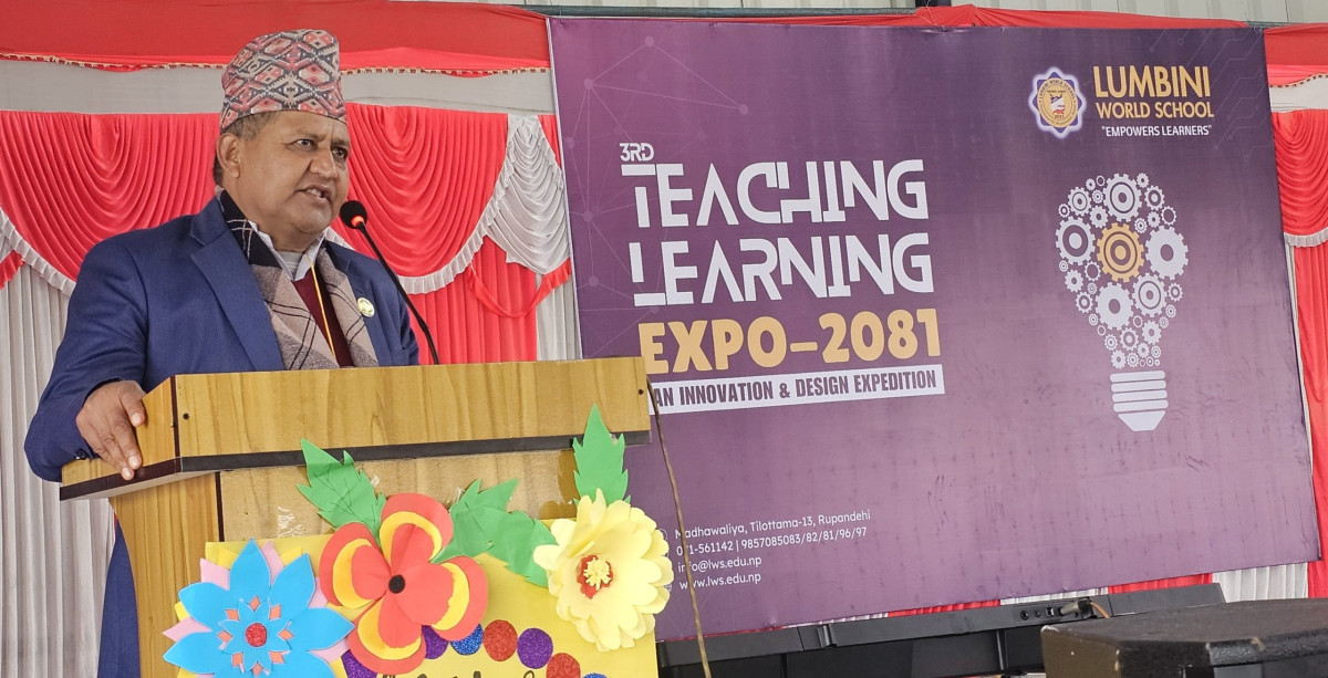 लुम्बिनी वल्ड स्कुलमा तेस्रो टिचिङ्ग लर्निङ्ग एक्स्पो,मुख्यमन्त्री आचार्यद्वारा उद्घाटन