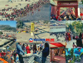 माघे सङ्‍क्रान्तिमा रूरूक्षेत्रस्थित रिडी कालीगण्डकीमा स्नान गर्नेको घुइँचो (फोटोफिचर)
