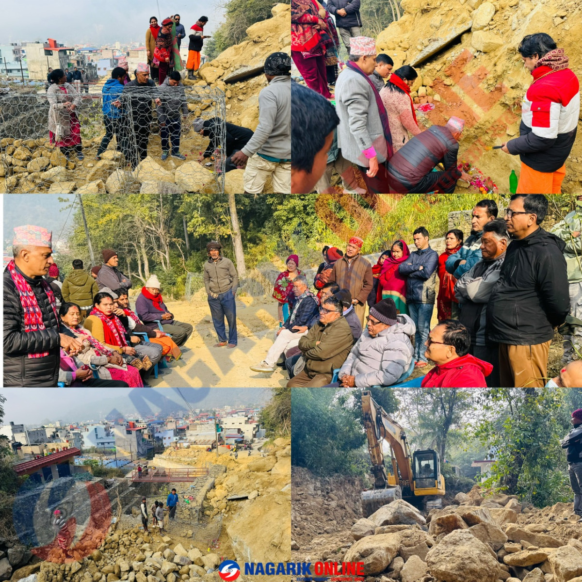 बुटवल ज्योतिनगर,लक्ष्मीनगर बस्ति जोगाउन पालिकाको जोडबल,पहिरो नियन्त्रणको काम शुभारम्भ